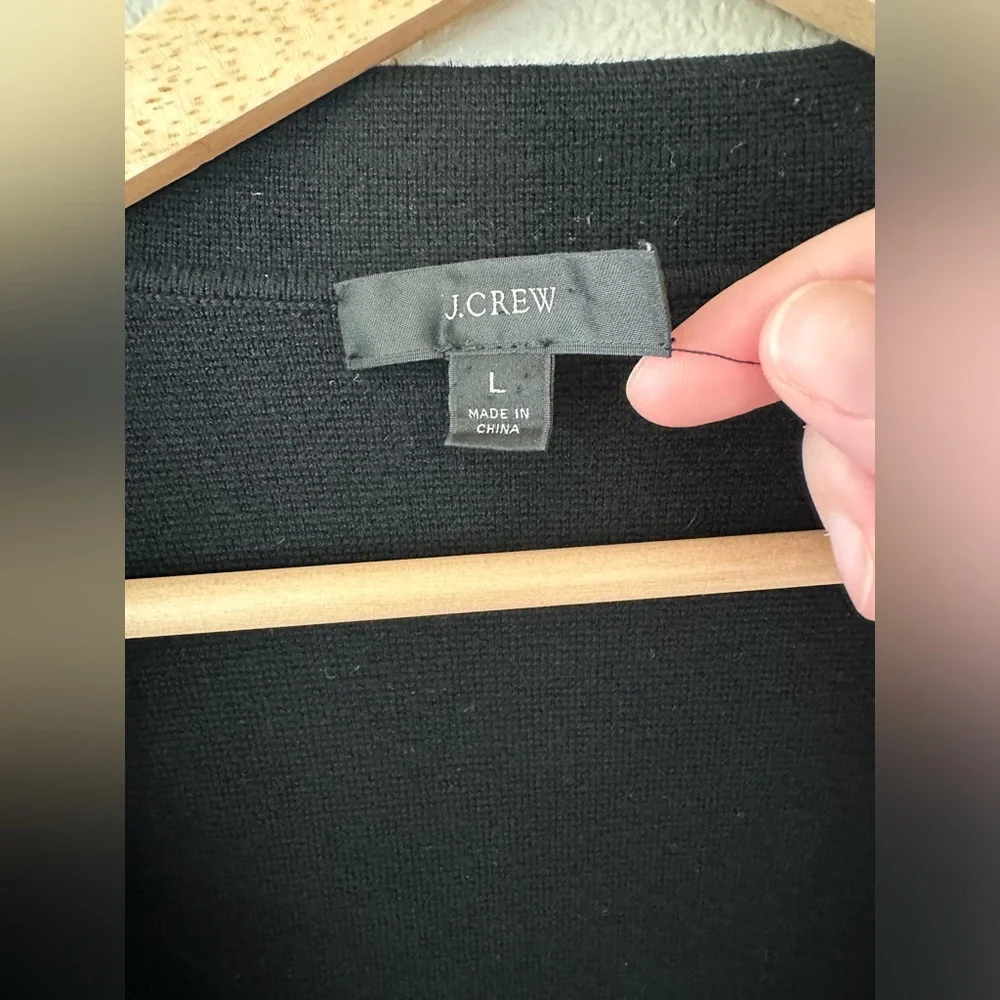 J Crew Blazer Black Cotton Wool Blend Stretch Cardigan Size L - Picture 2 of 8